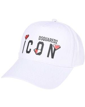 DSquared² Logo Printed Curved Peak Cap - White