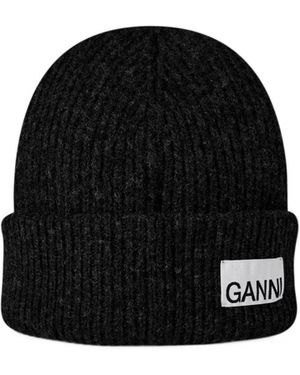 Ganni Oversized Wool Hat - Black