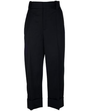 Bottega Veneta Straight-Leg Cropped Wool Trousers - Black