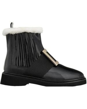 Roger Vivier Viv 'Rangers Metal Buckle Boots - Black