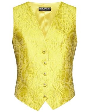 Dolce & Gabbana Jacquard Cotton-Blend Waistcoat - Yellow