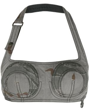 Marine Serre Camouflage Print Halterneck Crop Top - Gray