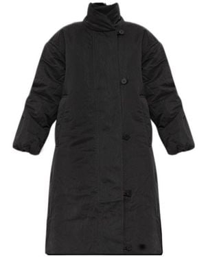 Studio Nicholson Long Down Coat With An Asymmetrical Button Closure - Black