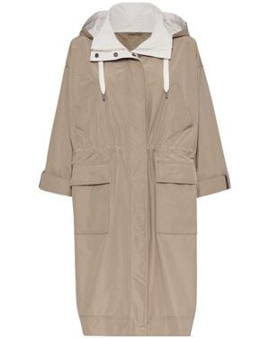 Brunello Cucinelli Monili Hooded Outerwear Jacket - Natural