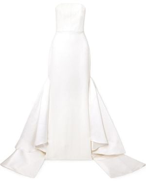 Solace London Jodi Strapless Crepe And Satin-Twill Gown - White
