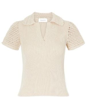 Magda Butrym Ribbed Cotton Polo Shirt - White