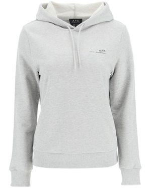 A.P.C. Logo Print Drawstring Hoodie - Purple