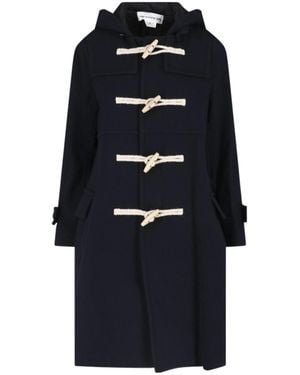 Comme des Garçons Hooded Coat Long Sleeves Button Detail Pockets - Blue