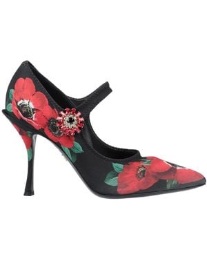 Dolce & Gabbana Printed Mary Jane High Heels - Red