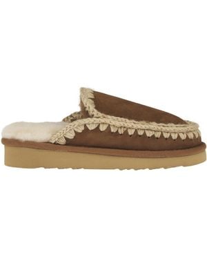 Mou Shearling-Trimmed Sandals - Brown