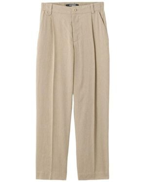 Jacquemus Pleated Straight-Leg Pants - Natural