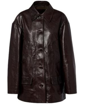 Balenciaga Oversized Leather Car Coat - Black