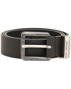 DIESEL Logo Buckle Belt - White