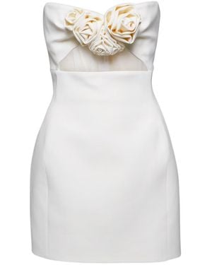 Magda Butrym Floral-Applique Wool Bustier Dress - White