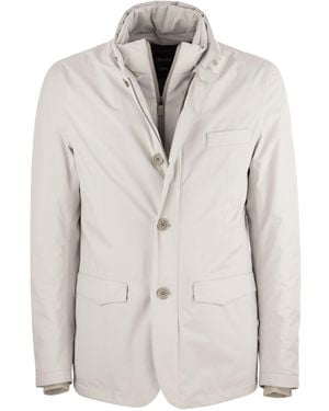 Herno High-Neck Buttoned Padded Jacket - White
