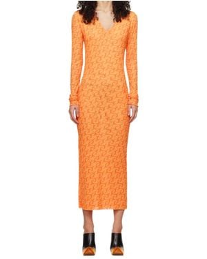Jade Cropper Printed Midi Dress - Orange