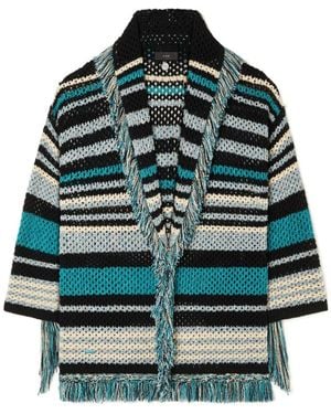 Alanui Ocean Stripes Fringed Cardigan - Green
