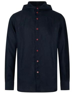 Kiton Hooded Button-Up Shirt - Blue