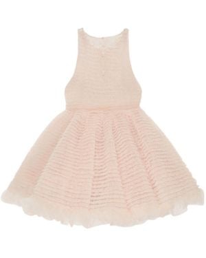 Givenchy Mini Babydoll Dress With Nylon Frills - Natural