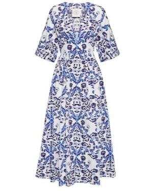 Emilia Wickstead Elowen Printed Cotton Maxi Dress - Blue