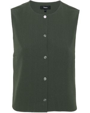 Theory Striped Crepe Vest - Green
