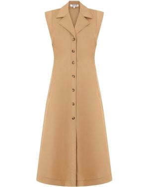 Veronica Beard Button-Front Sleeveless Dress - Natural