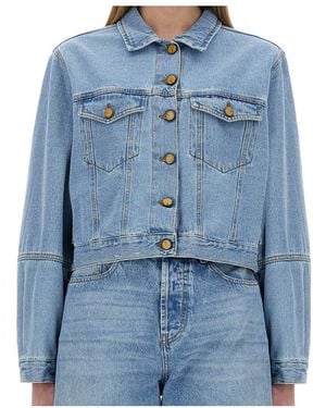 Alysi Classic Button-Up Denim Jacket - Blue