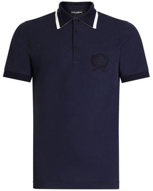 Dolce & Gabbana Mc Piquet Crest Polo Shirt - Blue