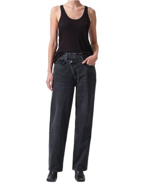 Agolde High-Waisted Straight-Leg Jeans - Black