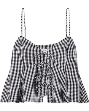 Sea Neci Gingham Cotton-Poplin Camisole - Multicolour