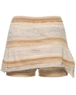 GIMAGUAS Cezza Striped Acrylic Blend Mini Skirt - Natural