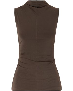 SIR. Matheo Draped Jersey Tank - Brown