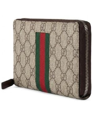 Gucci Web Gg Supreme Wrap-Around Zipper Wallet - White