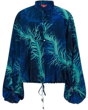 F.R.S For Restless Sleepers F.R. For Restless Sleepers Coral Print Drawstring Shirt - Blue