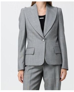 McQueen Long-Sleeve Suit Jacket - Gray