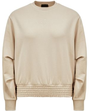 Moncler Logo Embroidered Crewneck Sweatshirt - Natural