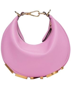 Fendi Logo Plaque Mini Hobo Bag - Pink