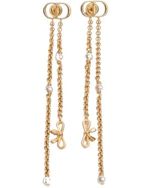 Dior Bow Chain Drop Earrings - Metallic