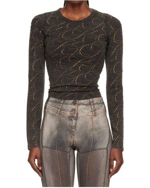 KNWLS Cally Studded Long Sleeve Top - Grey