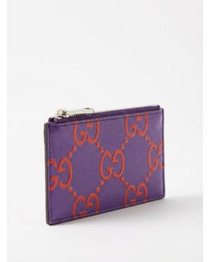 Gucci Gg-Embossed Zipped Cardholder - Purple