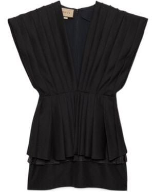 Gucci Sleeveless Pleated Mini Dress - Black