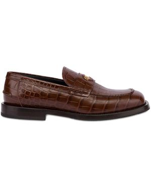 Moschino Croc-Embossed Loafers - Brown