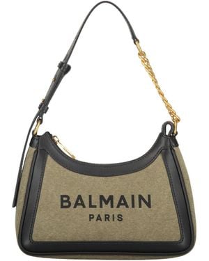Balmain Logo Lettering Shoulder Bag - Gray