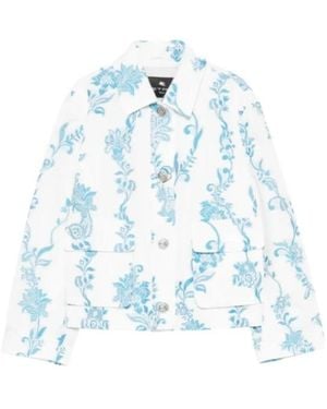 Etro Floral-Pattern Pocket Jacket - Blue