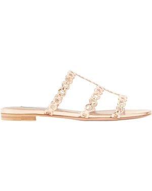 Aquazzura Perforated Metallic-Leather Flats - White