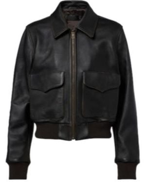 Nili Lotan Leather Bomber Jacket - Black