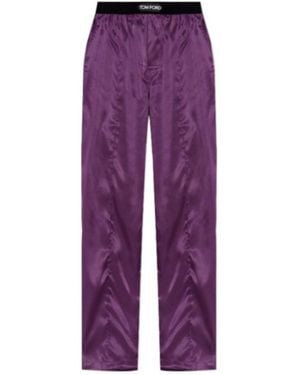 Tom Ford Logo-Waistband Pajama Bottoms - Purple