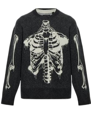 AllSaints Skeleton Graphic Crew Neck Jumper - Black