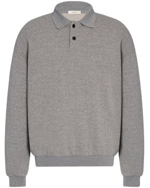 The Row Ry Buttoned French-Terry Polo Shirt - Gray