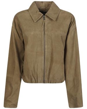 Arma Loua Zip-Up Leather Jacket - Green